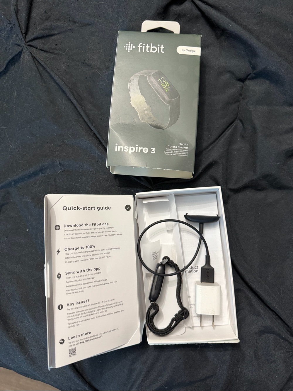 Fitbit Inspire 3 Fitness Tracker with Black Band and Charger